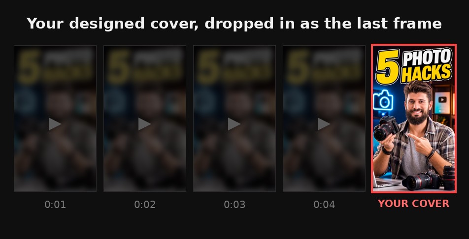 A YouTube Short's video frames with a designed custom cover added as the final frame